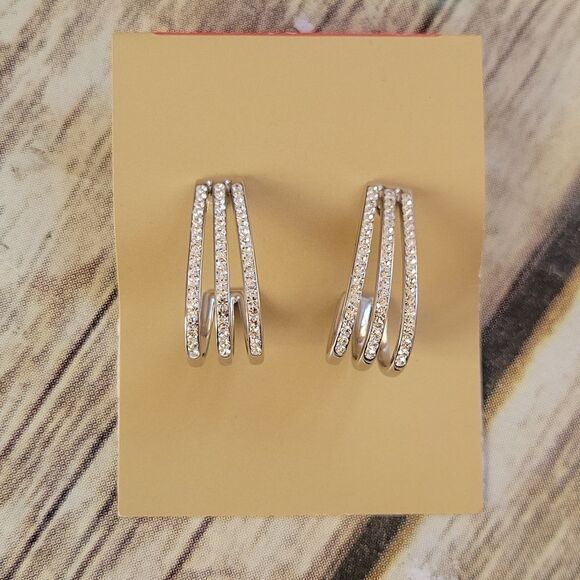 Demi Rhinestone Hoops NWOT - Picture 3 of 3